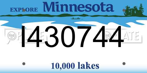 I430744 Minnesota License Plate