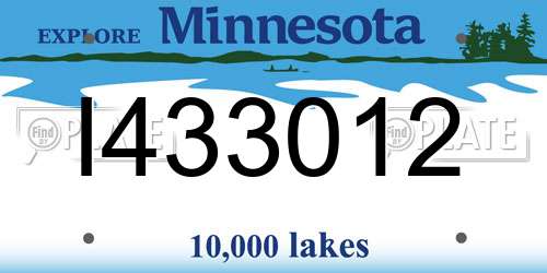 I433012 Minnesota License Plate