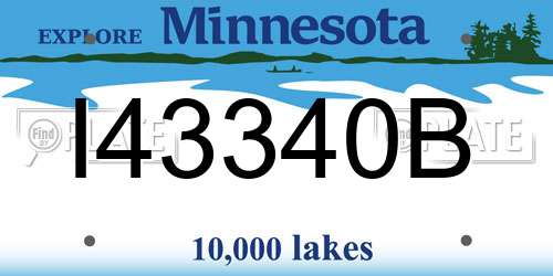 I43340B Minnesota License Plate