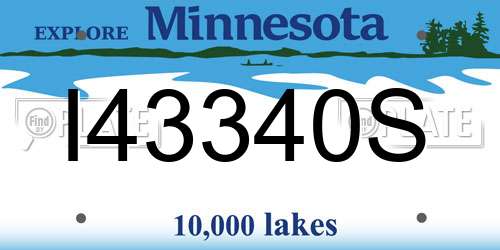I43340S Minnesota License Plate