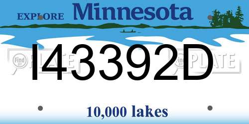 I43392D Minnesota License Plate