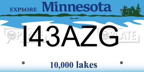 I43AZG Minnesota License Plate
