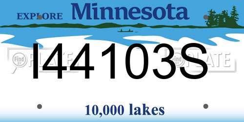 I44103S Minnesota License Plate