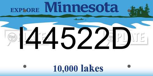 I44522D Minnesota License Plate