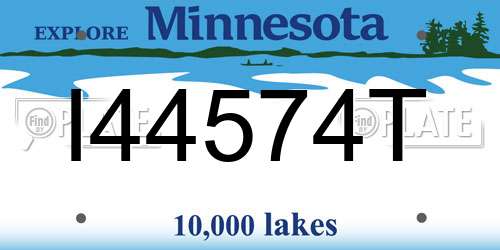 I44574T Minnesota License Plate