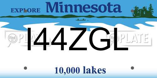 I44ZGL Minnesota License Plate