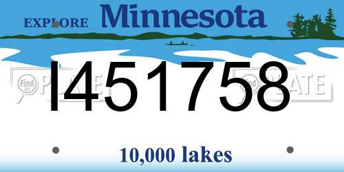 I451758 Minnesota License Plate