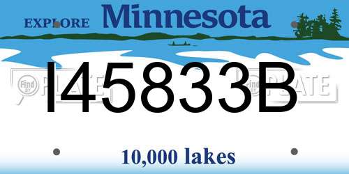 I45833B Minnesota License Plate