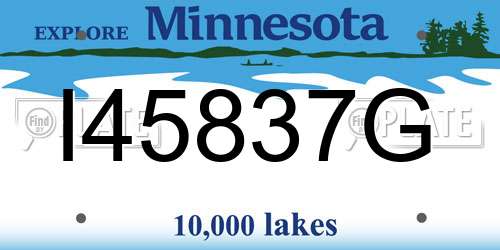 I45837G Minnesota License Plate