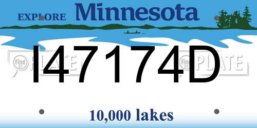 I47174D Minnesota License Plate