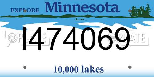 I474069 Minnesota License Plate