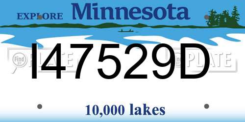 I47529D Minnesota License Plate