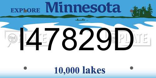 I47829D Minnesota License Plate