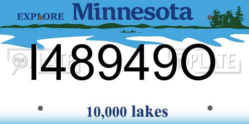 I48949O Minnesota License Plate
