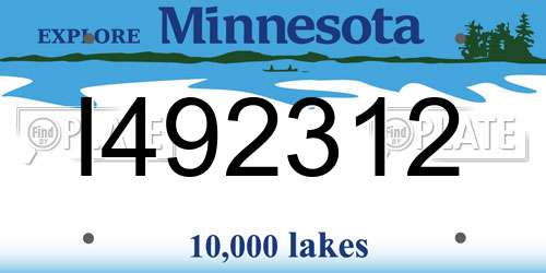 I492312 Minnesota License Plate
