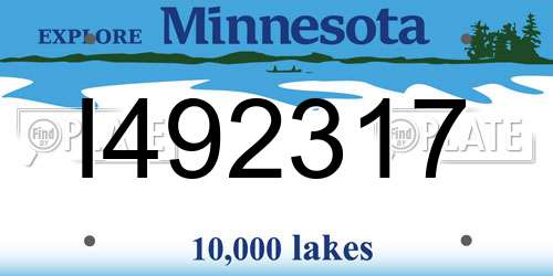 I492317 Minnesota License Plate