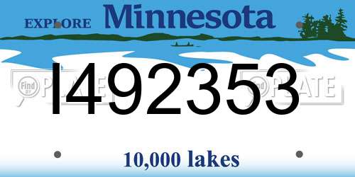 I492353 Minnesota License Plate