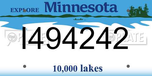 I494242 Minnesota License Plate