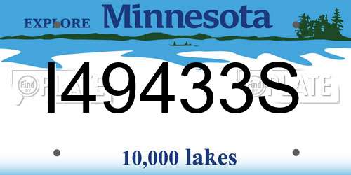 I49433S Minnesota License Plate