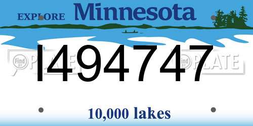 I494747 Minnesota License Plate