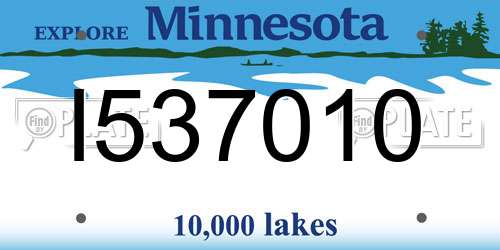 I537010 Minnesota License Plate