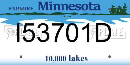 I53701D Minnesota License Plate