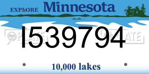 I539794 Minnesota License Plate