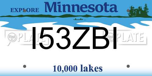 I53ZBI Minnesota License Plate