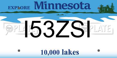 I53ZSI Minnesota License Plate