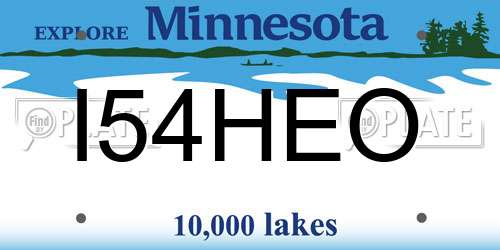 I54HEO Minnesota License Plate