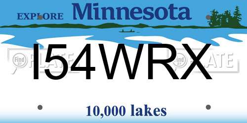 I54WRX Minnesota License Plate