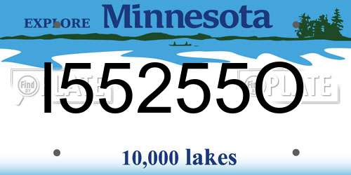 I55255O Minnesota License Plate