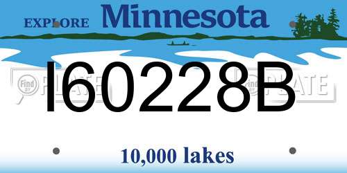 I60228B Minnesota License Plate