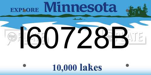 I60728B Minnesota License Plate