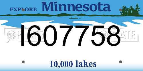 I607758 Minnesota License Plate