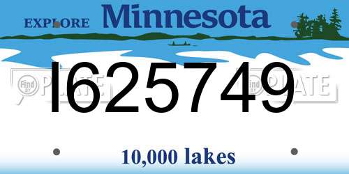 I625749 Minnesota License Plate
