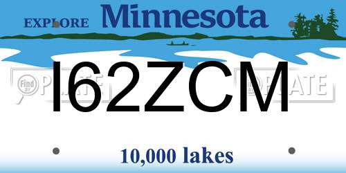 I62ZCM Minnesota License Plate