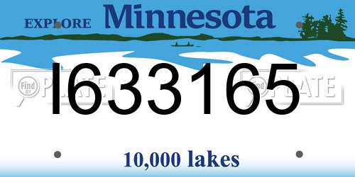 I633165 Minnesota License Plate