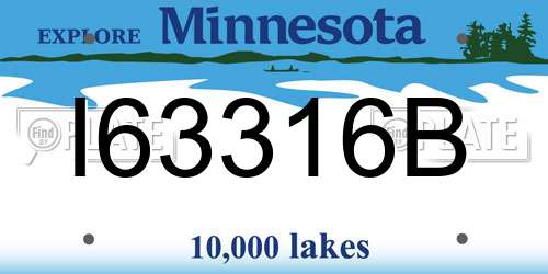 I63316B Minnesota License Plate