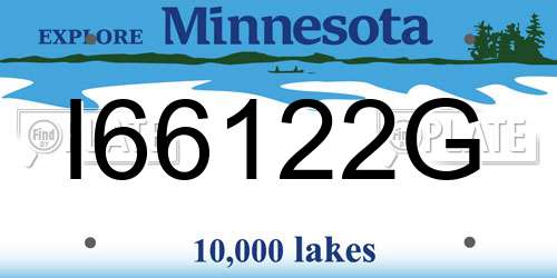 I66122G Minnesota License Plate