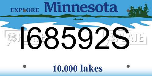 I68592S Minnesota License Plate