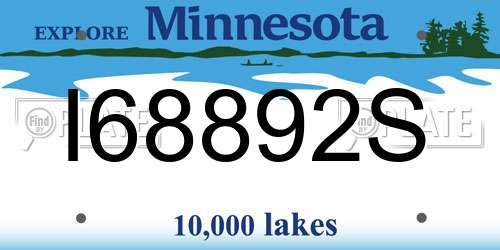 I68892S Minnesota License Plate