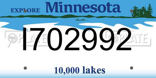 I702992 Minnesota License Plate