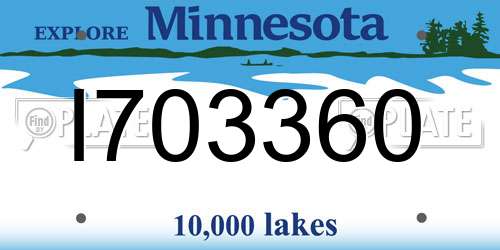 I703360 Minnesota License Plate