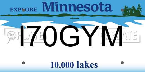 I70GYM Minnesota License Plate