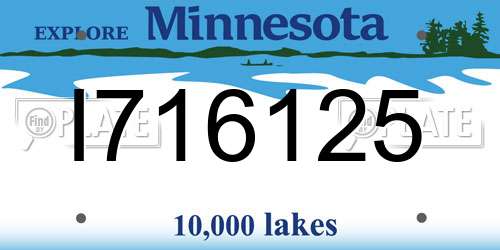I716125 Minnesota License Plate