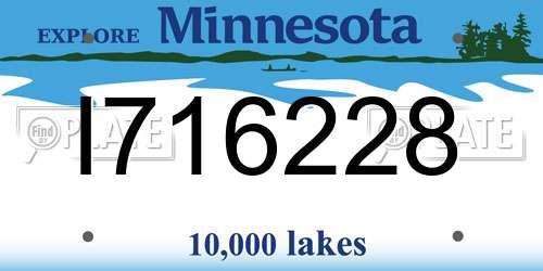 I716228 Minnesota License Plate