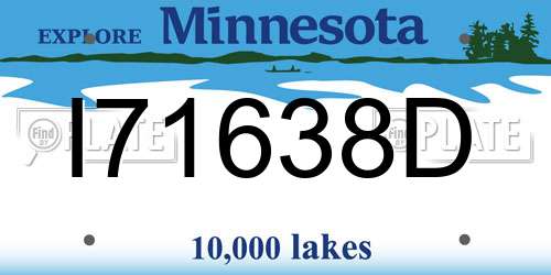 I71638D Minnesota License Plate