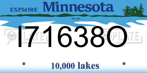 I71638O Minnesota License Plate