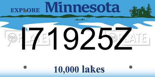 I71925Z Minnesota License Plate